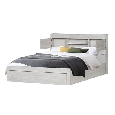 Tisley 150x200 Queen Bed with Storage-Light Oak/White Faux Marble-With 2-Year Warranty - Image 4