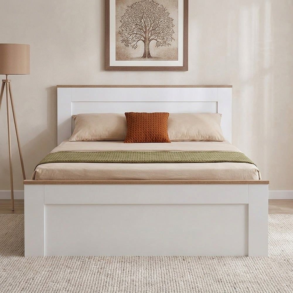 Pera 180x200 King Bed-White/Light Oak-With 2-Year Warranty - Image 2