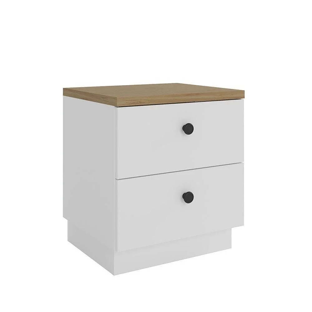Pera King Bedroom Set - White/Light Oak - With 2-Year Warranty - Image 5