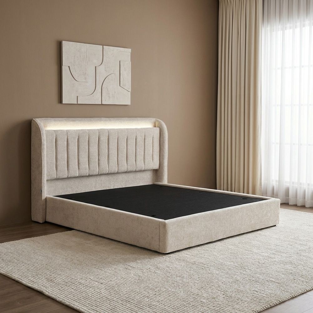 Santelmo 180x200 King Bed with LED Lights-Beige-With 2-Year Warranty - Image 5