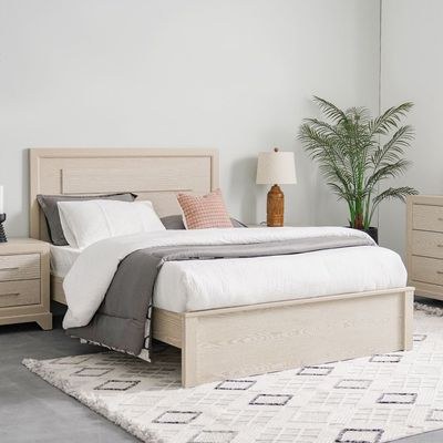 Ryan 150x200 Queen Bed-Antique Grey Ash Veneer-With 2-Year Warranty