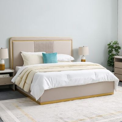 Margaret 180x200 King Bed-Beige/Gold-With 2-Year Warranty
