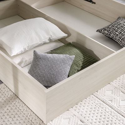 Pletora 150x200 Queen Bed with LED Lights and Hydraulic Under-Bed Storage-Grey Oak-With 2-Year Warranty - Image 4