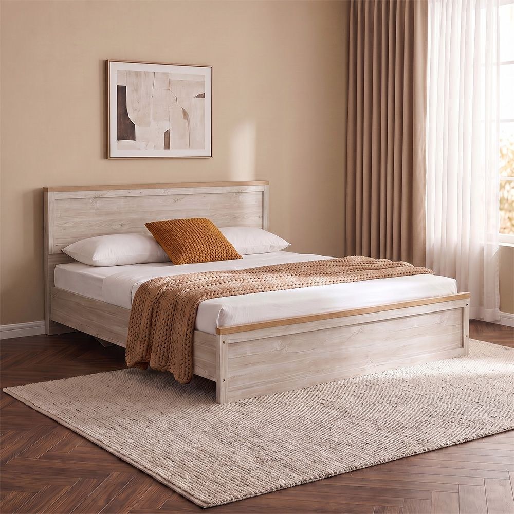 Cambridge 180x200 King Bed-Oak & White Oak-With 2-Year Warranty