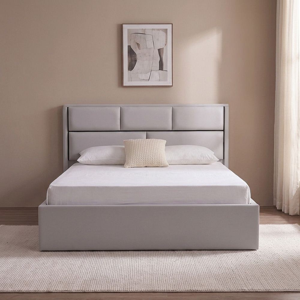 Trevor 180 X 200 King Bed With Hydraulic Underbed Storage-Beige - Image 2