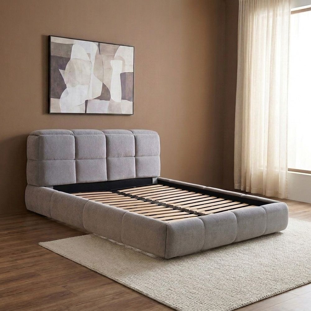 Ian 180X200 King Bed With Headboard storage- Light Grey - Image 5