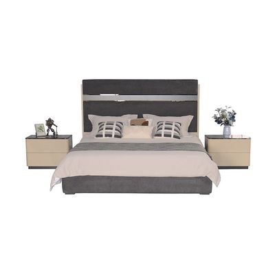 Hanson 180x200 Upholstered King Bed - Dark Grey/Khaki - With 2-Year Warranty - Image 2