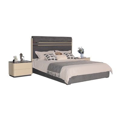 Hanson 180x200 Upholstered King Bed - Dark Grey/Khaki - With 2-Year Warranty - Image 3