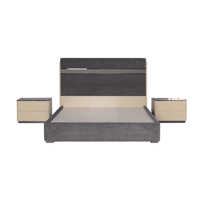Hanson 180x200 Upholstered King Bed - Dark Grey/Khaki - With 2-Year Warranty - Image 4