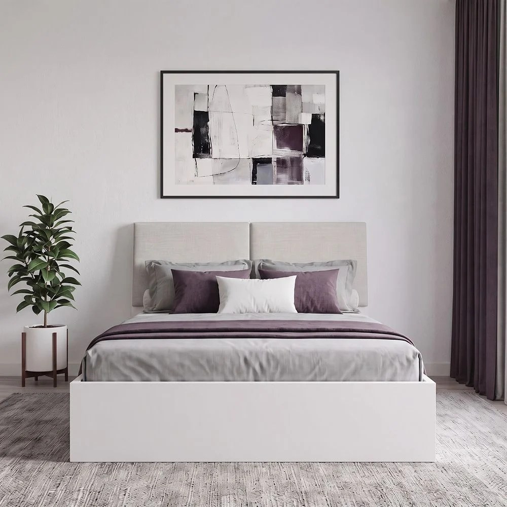 Palomeze 150 X 200 Queen Bed With With Hydraulic And Headboard Storage-White/Black - Image 2