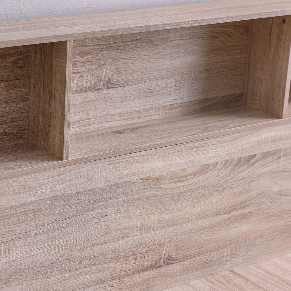 Monro 150X200 Queen Bed With Underbed & Headboard Storage-Natural Oak - Image 3
