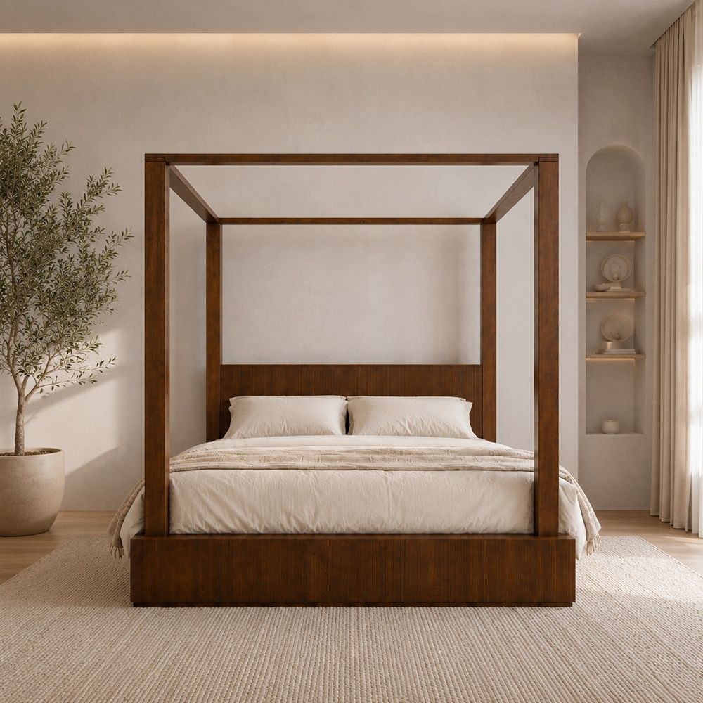 Zenia 180X200 King Poster Bed Solidwood - Dark Brown - Image 2