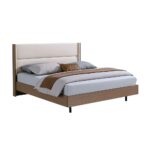 Allison 180X200 Floating King Bed With LED-Beige/Natural Oak