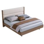 Allison 180X200 Floating King Bed With LED-Beige/Natural Oak