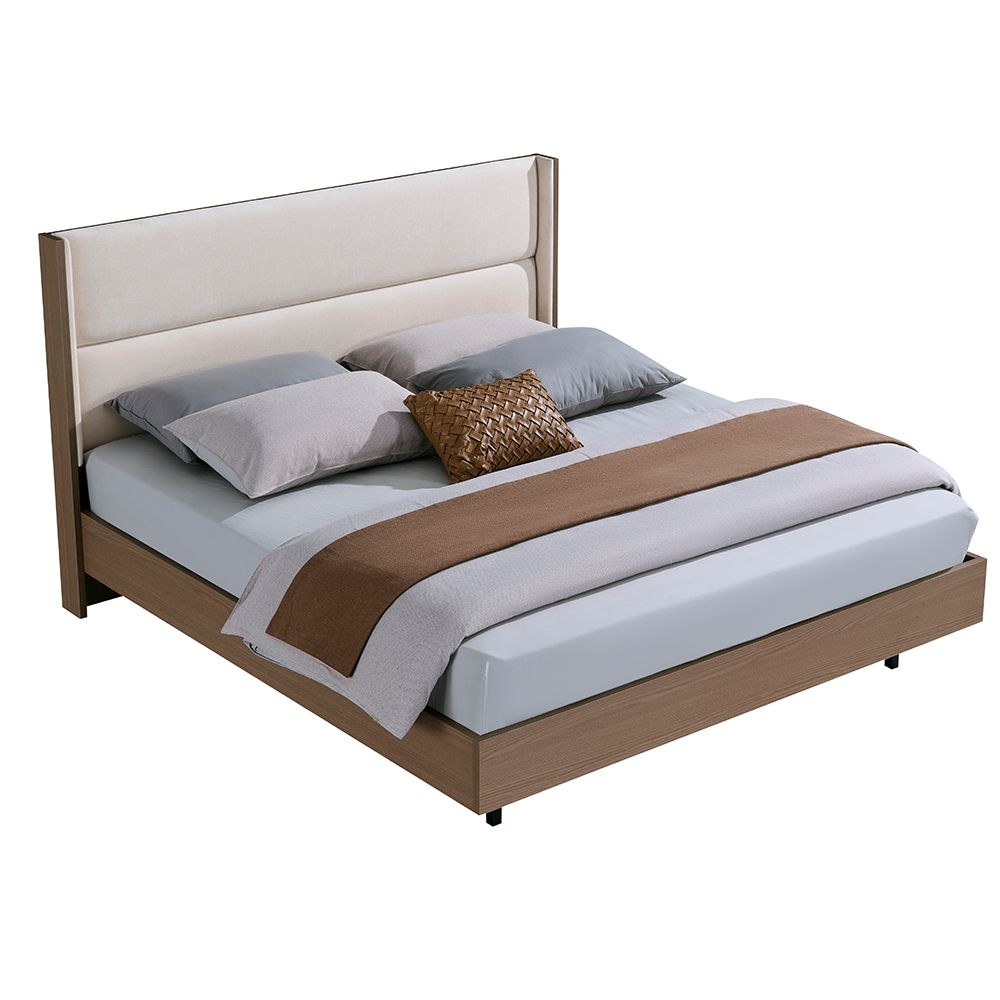 Allison 180X200 Floating King Bed With LED-Beige/Natural Oak - Image 2