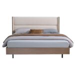 Allison 180X200 Floating King Bed With LED-Beige/Natural Oak