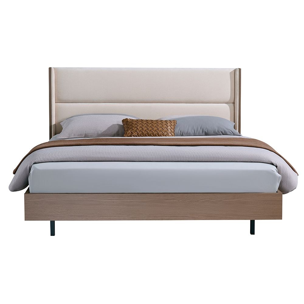 Allison 180X200 Floating King Bed With LED-Beige/Natural Oak - Image 3