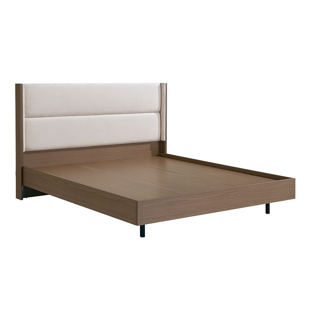 Allison 180X200 Floating King Bed With LED-Beige/Natural Oak - Image 4