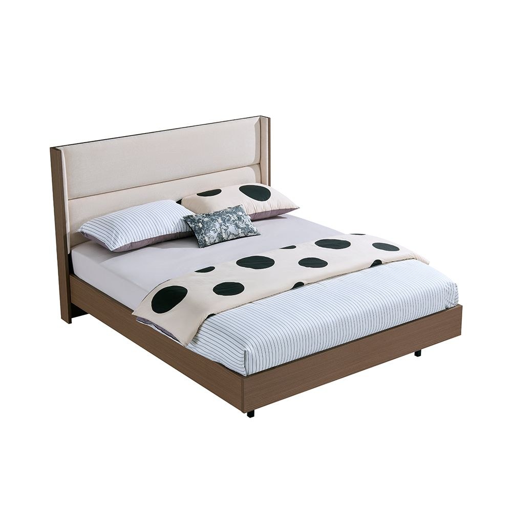 Allison 160x200 Floating Queen Bed with LED - Beige/Natural Oak - With 2-Year Warranty - Image 2