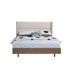 Allison 160x200 Floating Queen Bed with LED - Beige/Natural Oak - With 2-Year Warranty