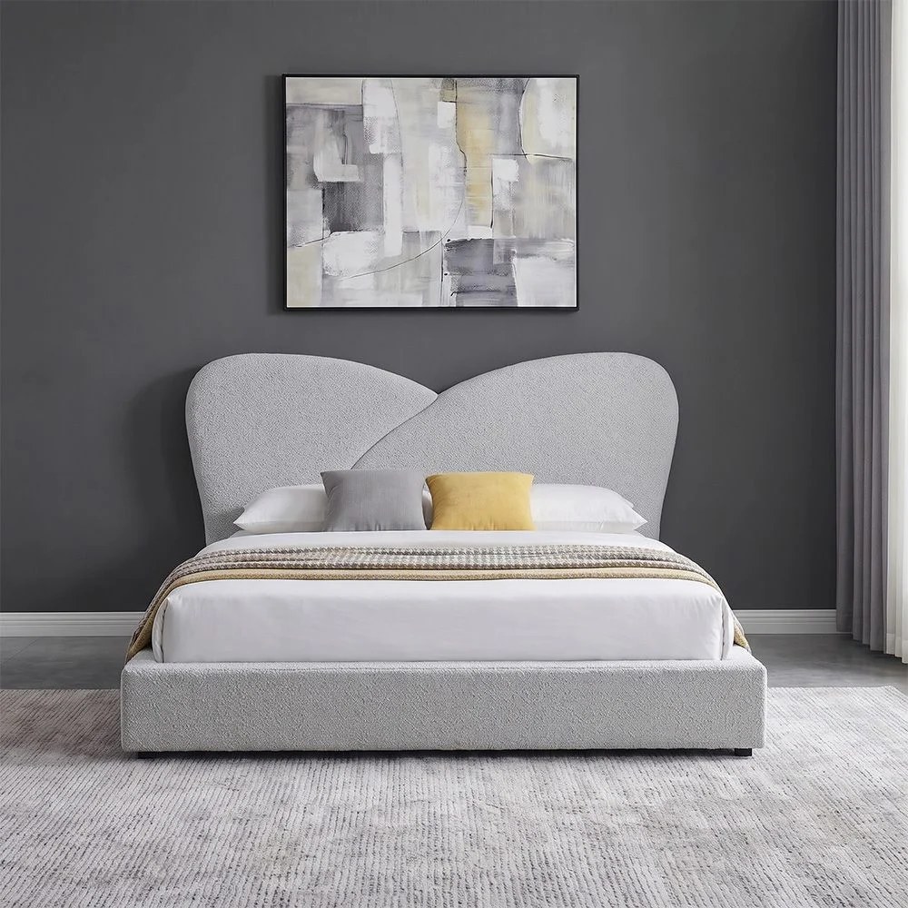 Petal 180 X 200 Upholstered King Bed-White - Image 2