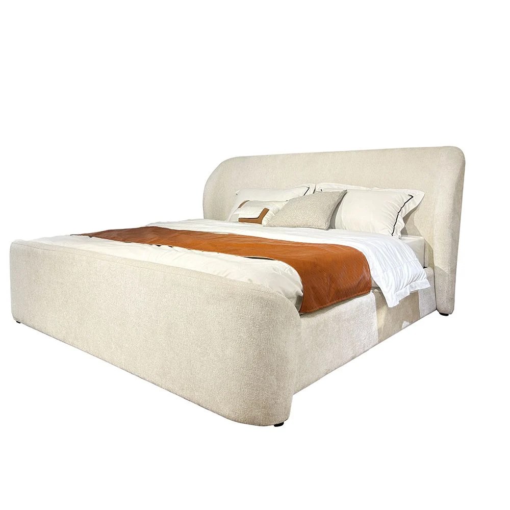 Orion 160x200 Upholstered Queen Bed - Beige - With 2-Year Warranty - Image 3