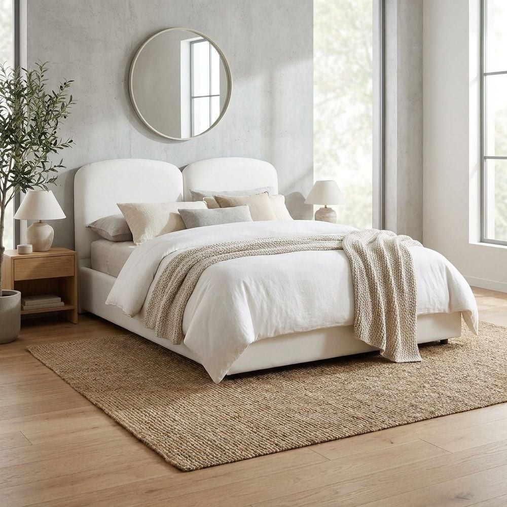 Reena 150x200 Upholstered Queen Bedroom Set - Beige - With 2-Year Warranty - Image 2