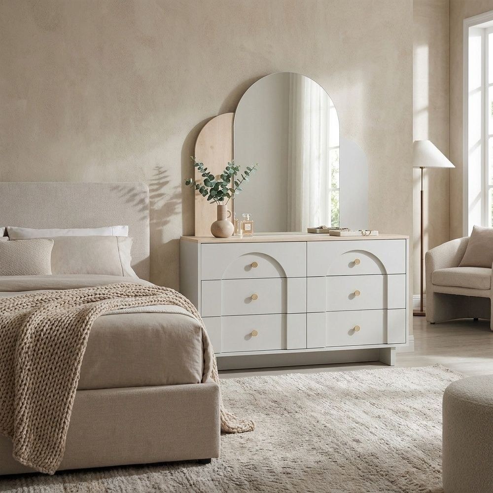 Reena 150x200 Upholstered Queen Bedroom Set - Beige - With 2-Year Warranty - Image 3