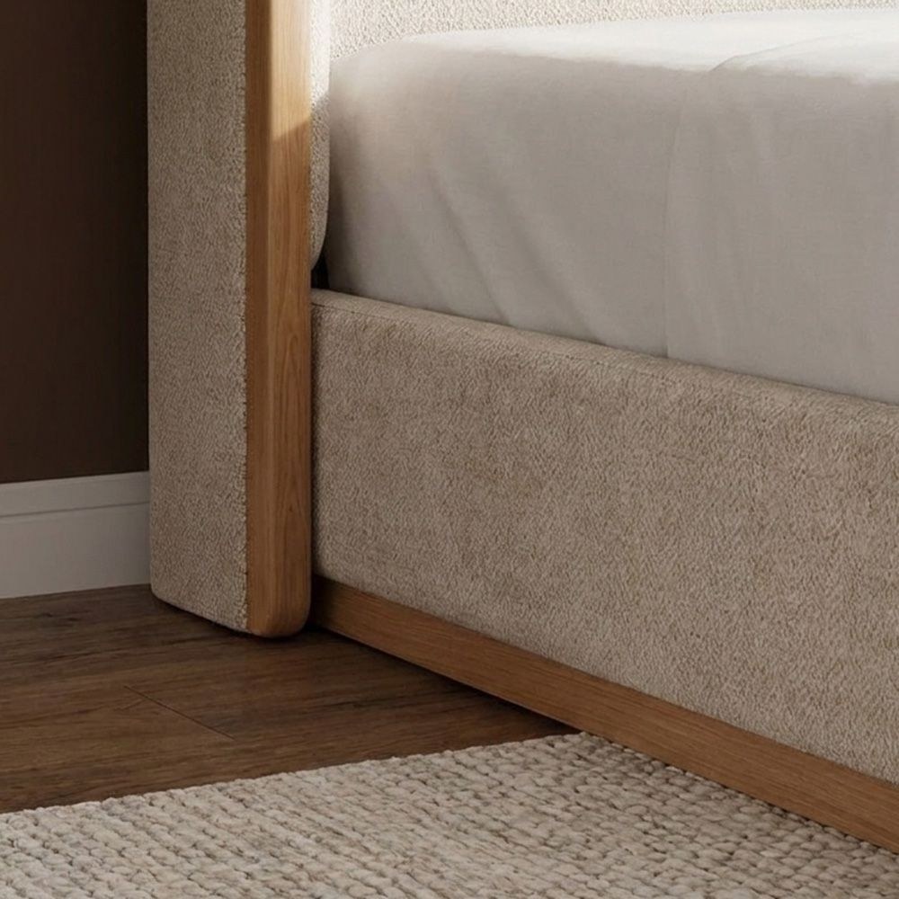 Nordomi 200X200 Upholstered Super King Bed w/ Solid Wood Frame -Beige/Natural - Image 4