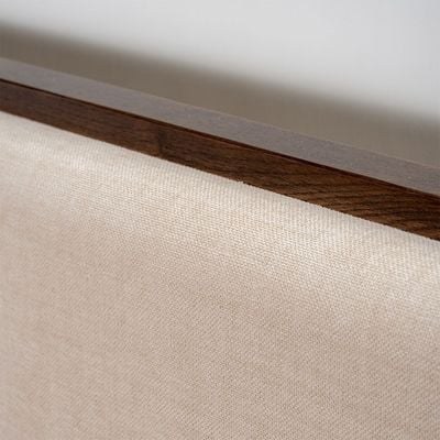 Oboro 200x200 Upholstered Super King Bed with Solid Wood Frame - Beige/Walnut - With 2-Year Warranty - Image 3