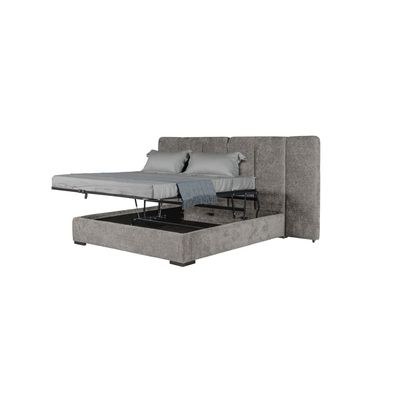 Braxton 160x200 Upholstered Queen Bed with Hydraulic Storage & Foldable Headboard -Grey/Titanium - With 2-Year Warranty - Image 4