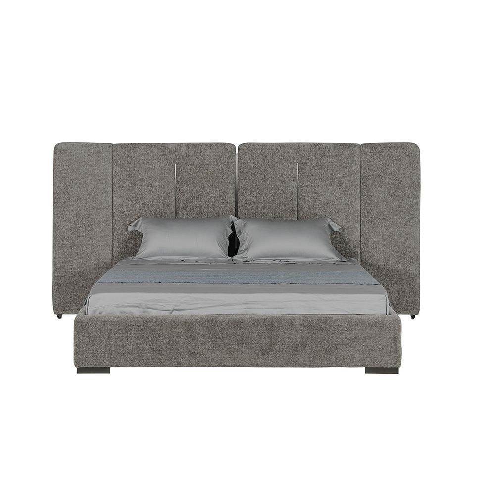 Braxton 180x200 Upholstered King Bed With hydraulic Storage & Foldable Headboard- Grey/Titanium - Image 2