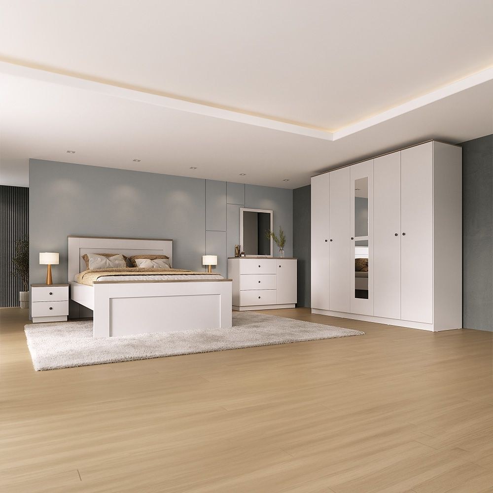 Pera 160 X 200 Queen Bed - White/Light Oak - Image 2