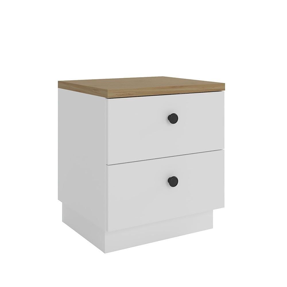 Pera 160 X 200 Queen Bedroom Set - White/Light Oak - Image 5