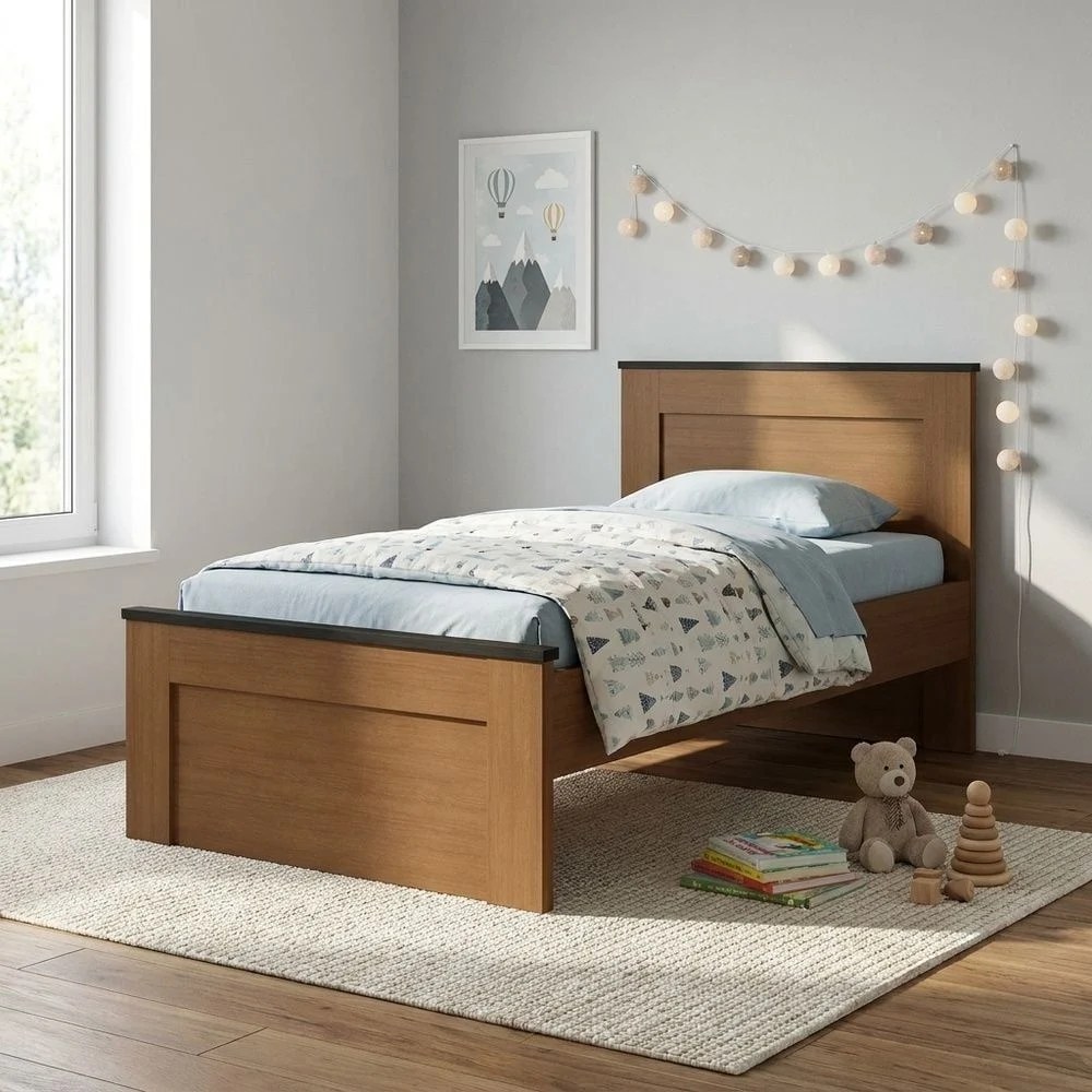 Pera 120 x 200 Single Bedroom Set - Walnut/Black Marble - Image 2
