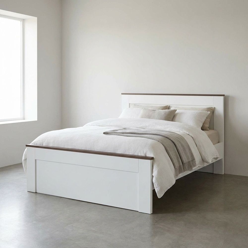 Pera 120 x 200 Single Bedroom Set - White/Light Oak - Image 2