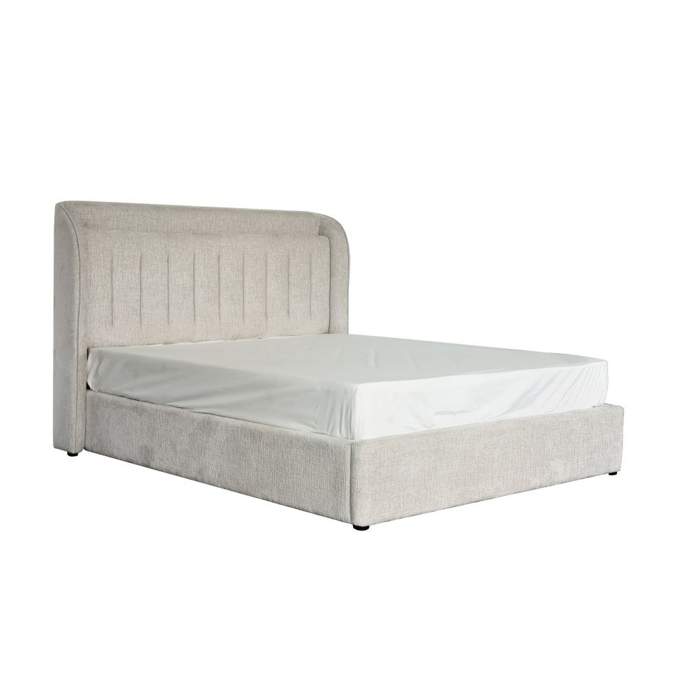 Santelmo 150X200 Queen Bed With Led Light & Hydraulic Underbed Storage - Beige - Image 2