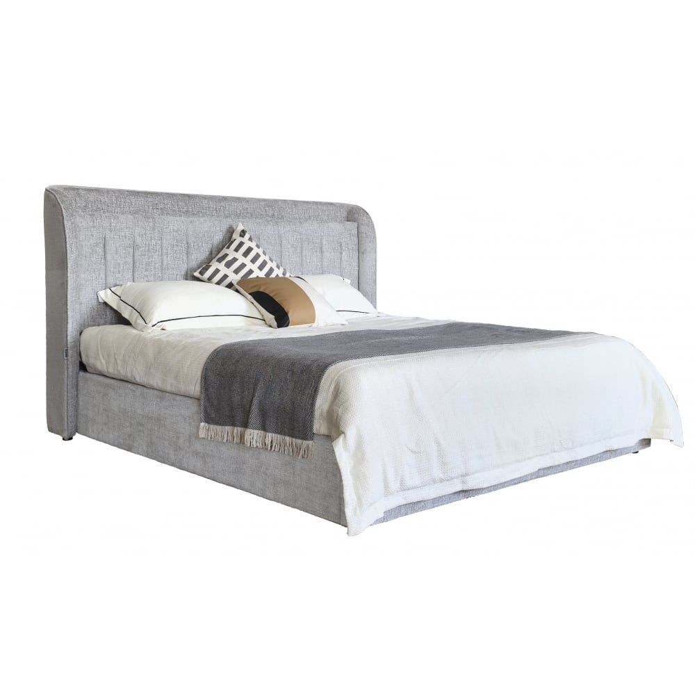 Santelmo 180X200 King Bed With Led Light & Hydraulic Underbed Storage - L.Grey