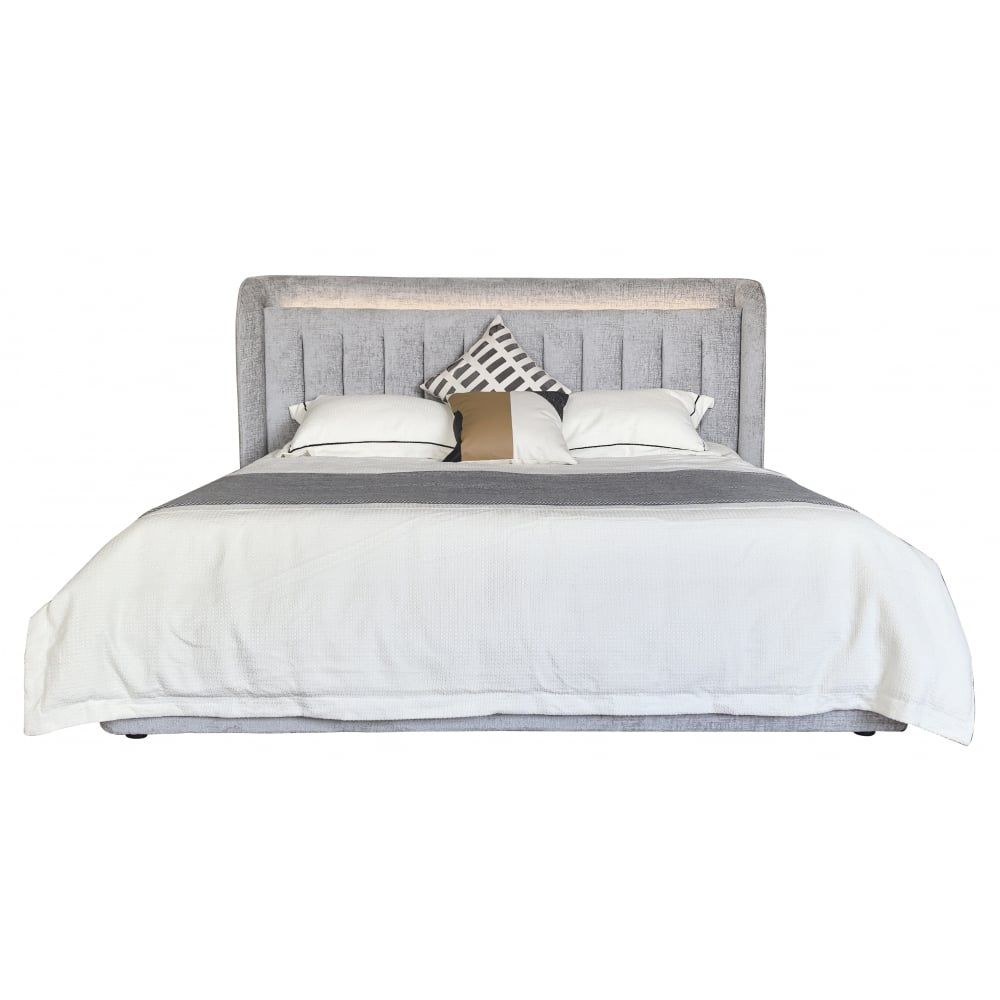 Santelmo 180X200 King Bed With Led Light & Hydraulic Underbed Storage - L.Grey - Image 5