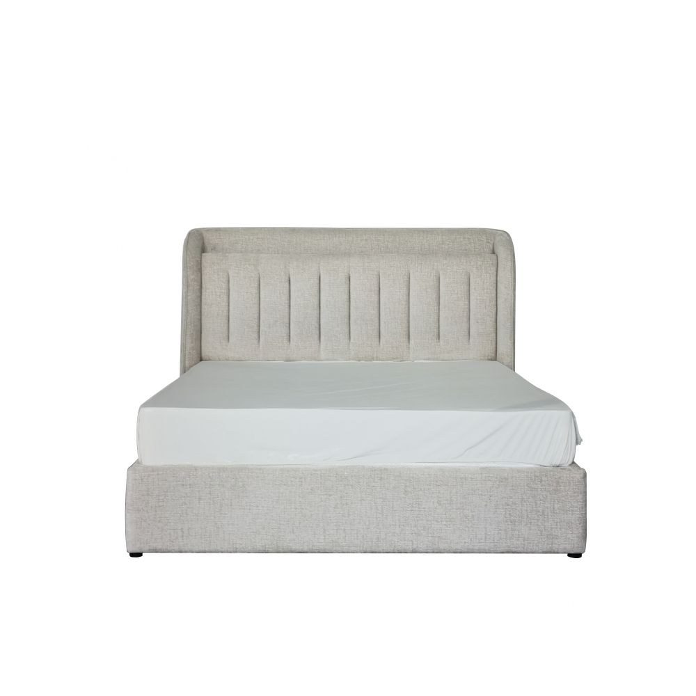 Santelmo 180X200 King Bed With Led Light & Hydraulic Underbed Storage - Beige - Image 5