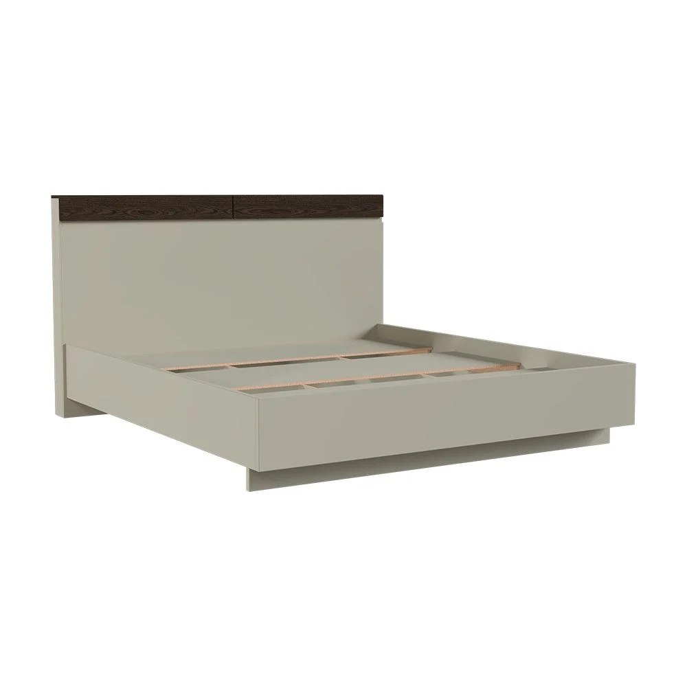 Bellano 160x200 Queen Bed With Headboard Storage - Taupe/Wenge - Image 2