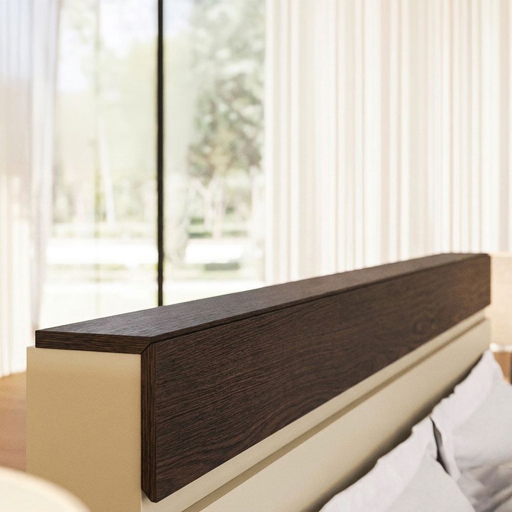Bellano 160x200 Queen Bed With Headboard Storage - Taupe/Wenge - Image 3