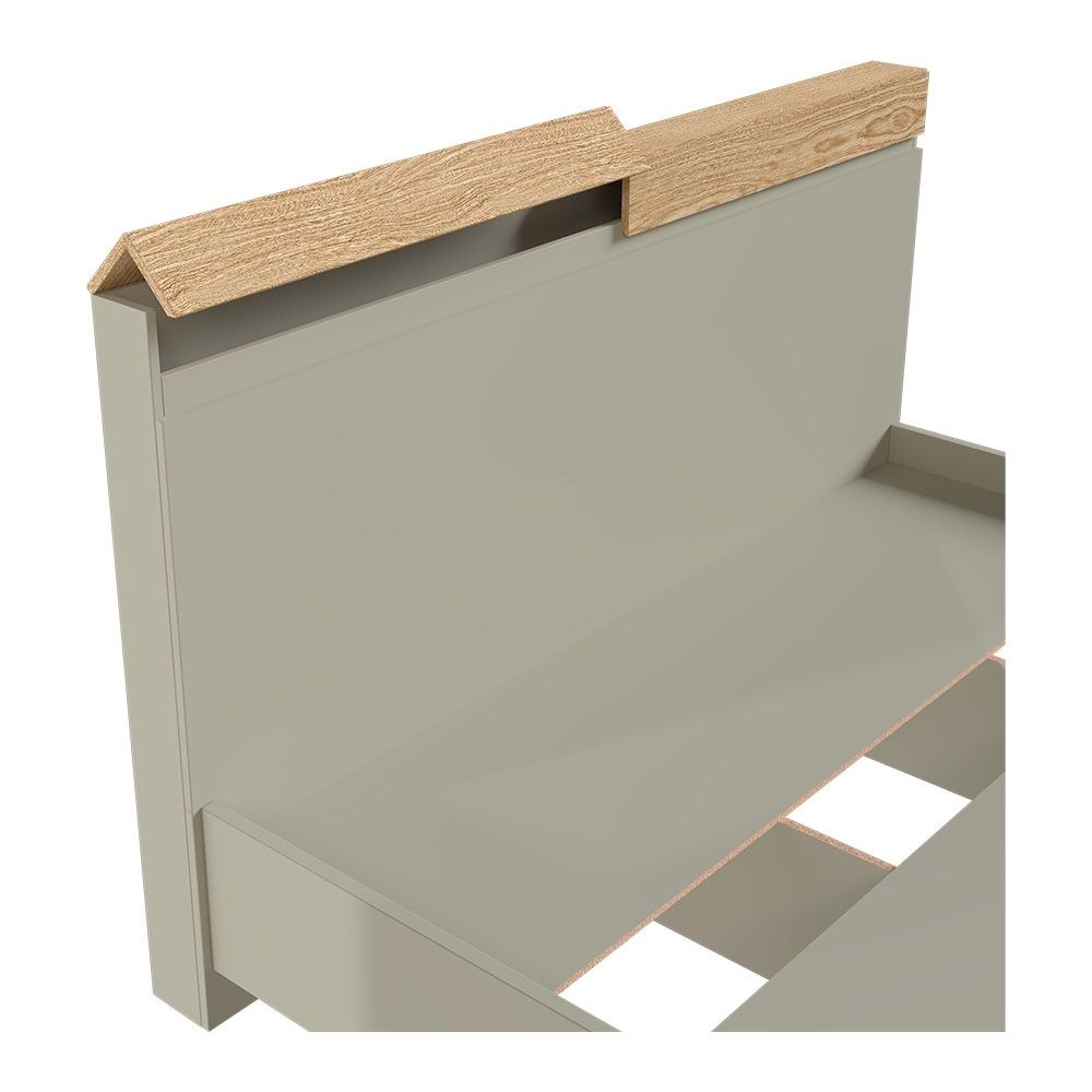 Bellano 160x200 Queen Bed With Headboard Storage - Taupe/Oak - Image 2
