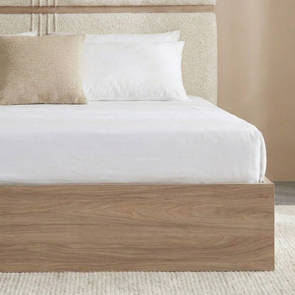 Vallary 180x200 King Bed WithUpholstered Headboard- Grey Walnut/Dark Beige - Image 3
