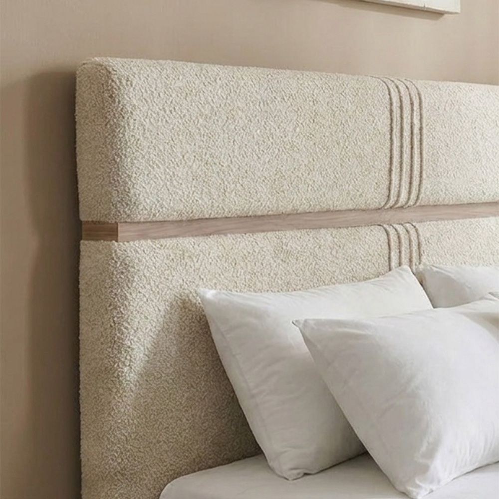 Vallary 180x200 King Bed WithUpholstered Headboard- Grey Walnut/Dark Beige - Image 4