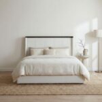 Tokishi 180X200 Upholestred King Bed Set With 2 Night Stand and Dresser Mirror Stool Solid Wood-Dark Wenge/Brushed Bronze