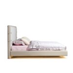 Armonia 200x200 Upholstered Super King Bedset With Remote Control LED & 2 Night Stand and 6 Drawer Dresser with Mirror & Stool - Taupe