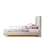 Armonia 200x200 Upholstered Super King Bedset With Remote Control LED & 2 Night Stand and 6 Drawer Dresser with Mirror & Stool - Taupe