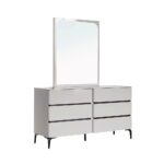 Santelmo Dresser with Mirror-High Gloss Light Grey-With 2-Year Warranty