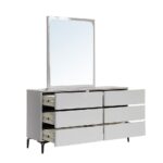 Santelmo Dresser with Mirror-High Gloss Light Grey-With 2-Year Warranty